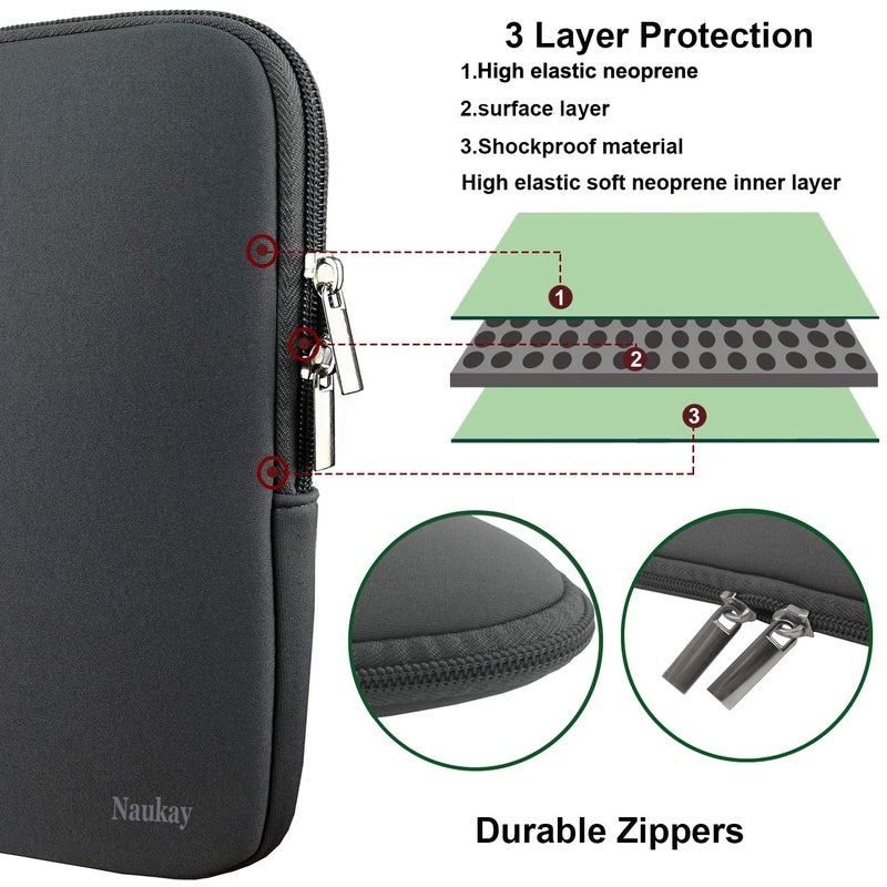 Naukay Laptop Sleeve Bag 15.6 Inch Resistant Neoprene Laptop Sleeve/Notebook Computer Pocket Case/Tablet Briefcase Carrying Bag fit for Computer Notebook MacBook- (Grey) - Image 3